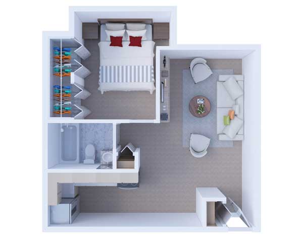 One Bedroom Floor Plan A2