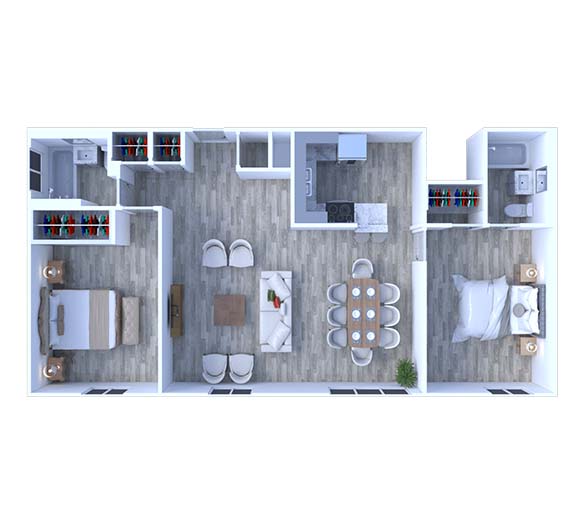 2 Bedrooms Floor Plan B3-PH