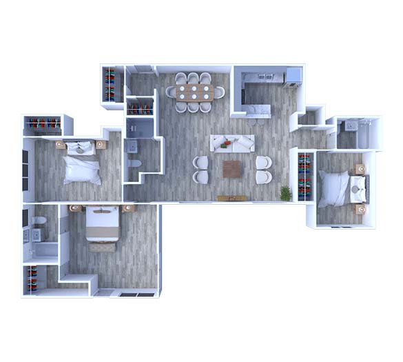 3 Bedrooms Floor Plan C2-PH