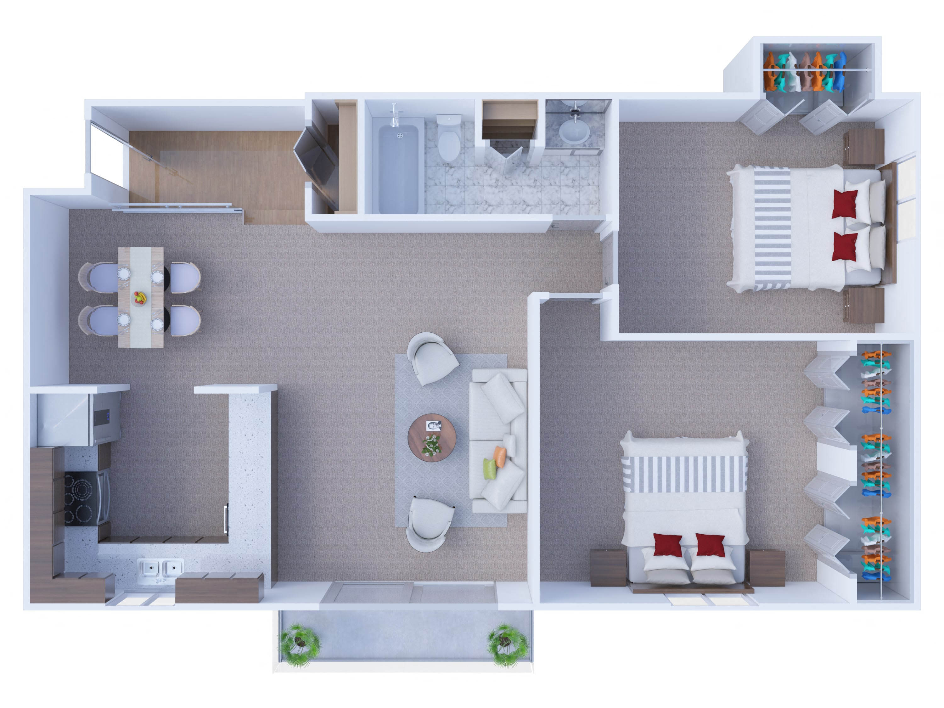 2 Bedrooms Floor Plan B1