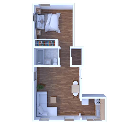 1 Bedroom Floor Plan A3 672 2F