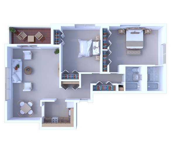 2 Bedrooms Floor Plan B1B