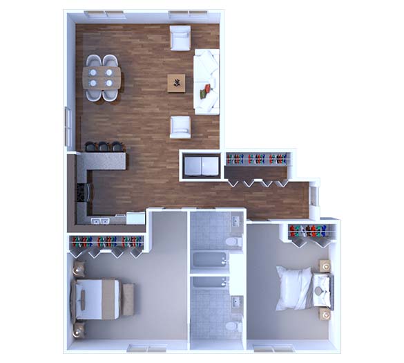2 Bedrooms Floor Plan B6