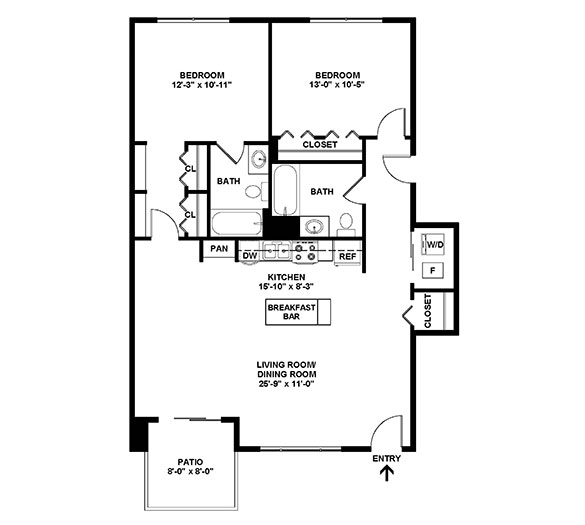 Two Bedroom Floor Plan B1