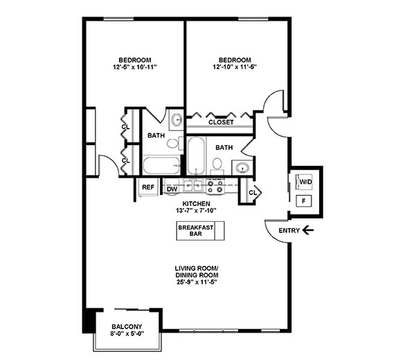 Two Bedroom Floor Plan B2