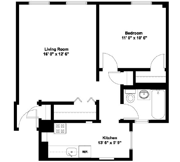 1 Bedroom Floor Plan A2