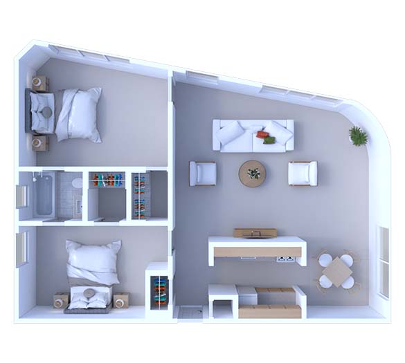 2 Bedrooms Floor Plan B2