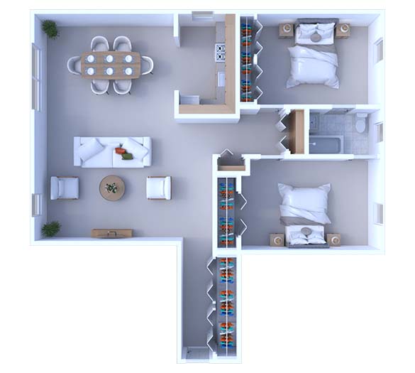2 Bedrooms Floor Plan B3