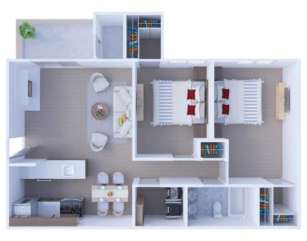 2 Bedrooms Floor Plan B1