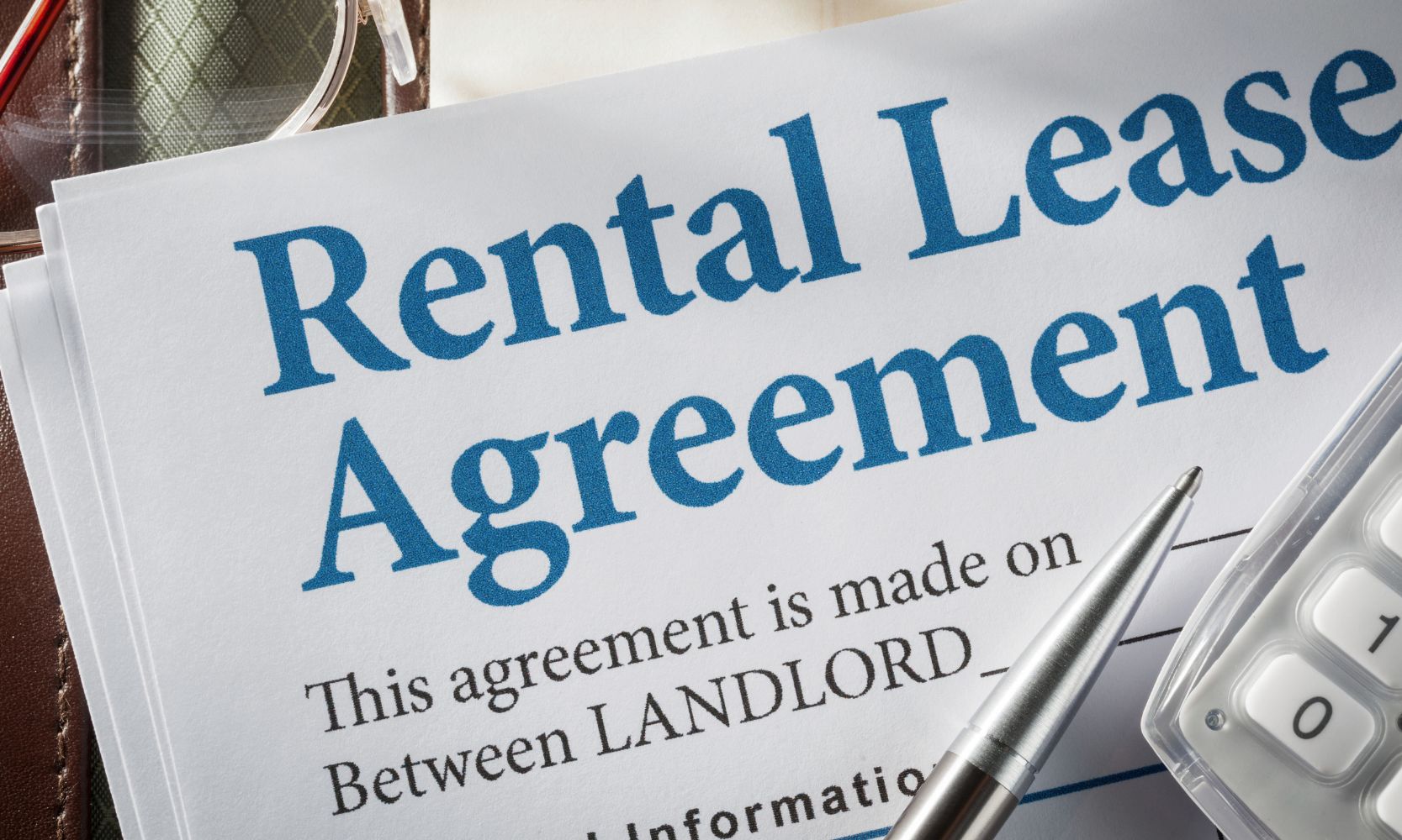 Close up image of rental agreement contract