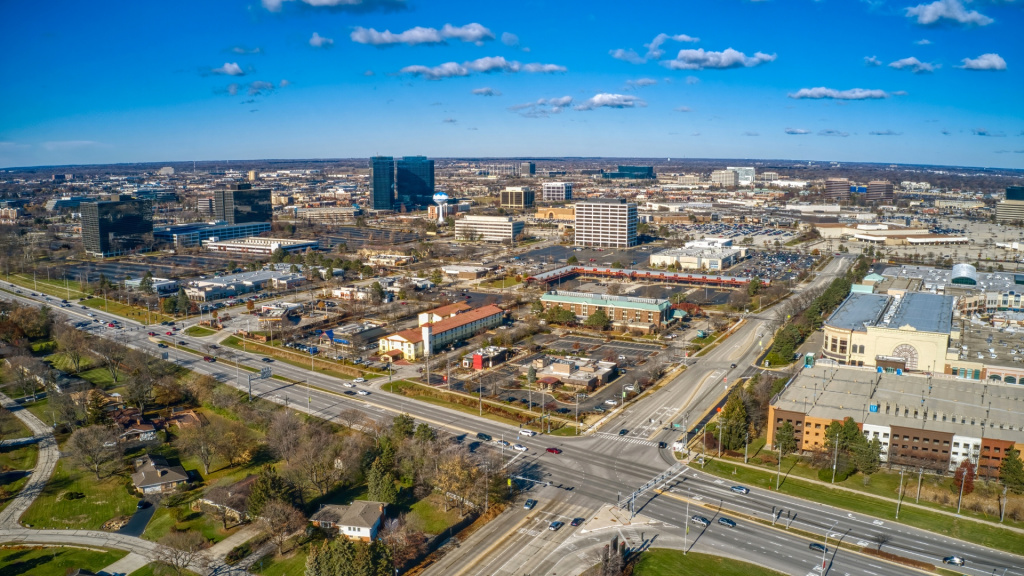 An aerial view image of Schaumburg, IL