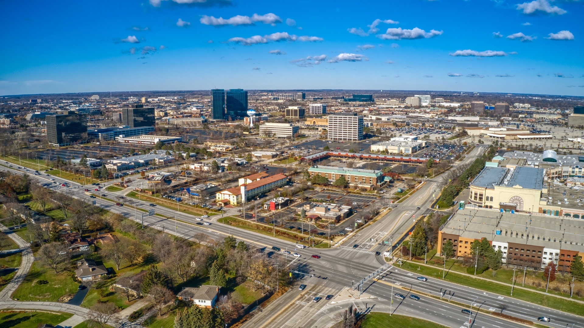 An aerial view image of Schaumburg, IL