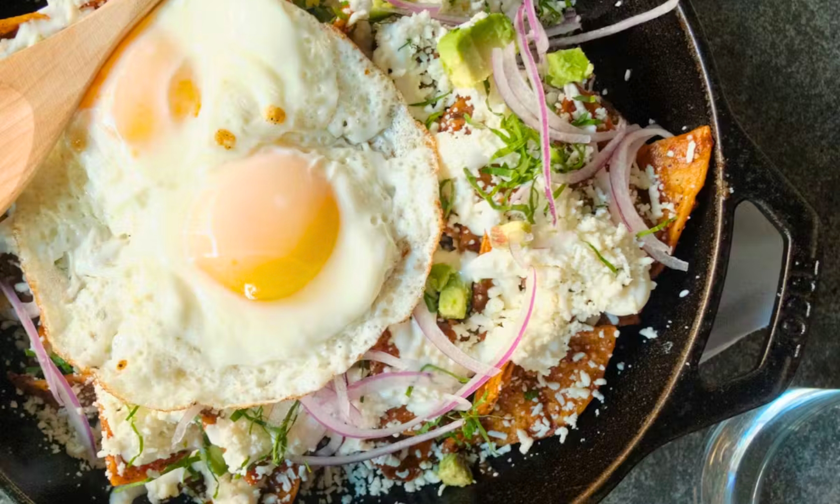 Closeup image of huevos rancheros at A Toda Madre in Glen Ellyn, IL