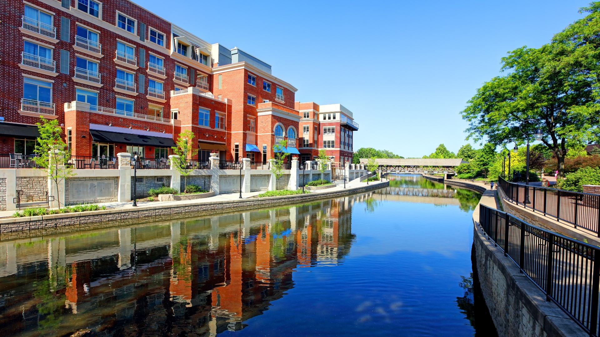 Image of the Naperville Riverwalk during the day