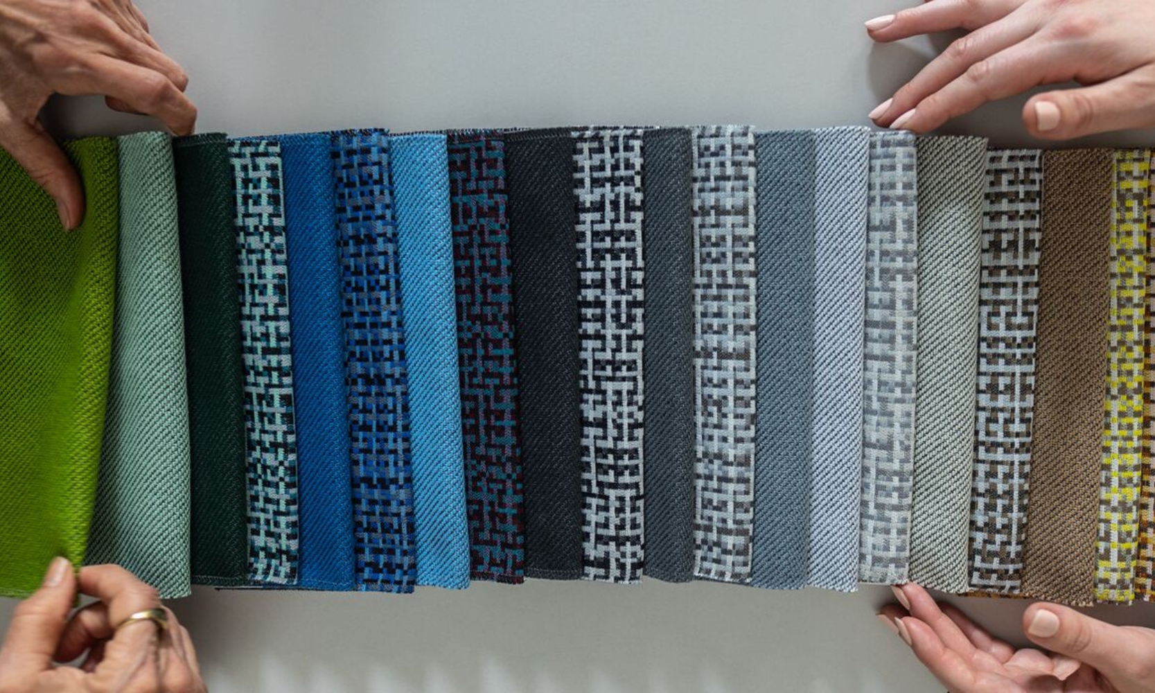 Top view image of multi-colored carpet textiles by Luum