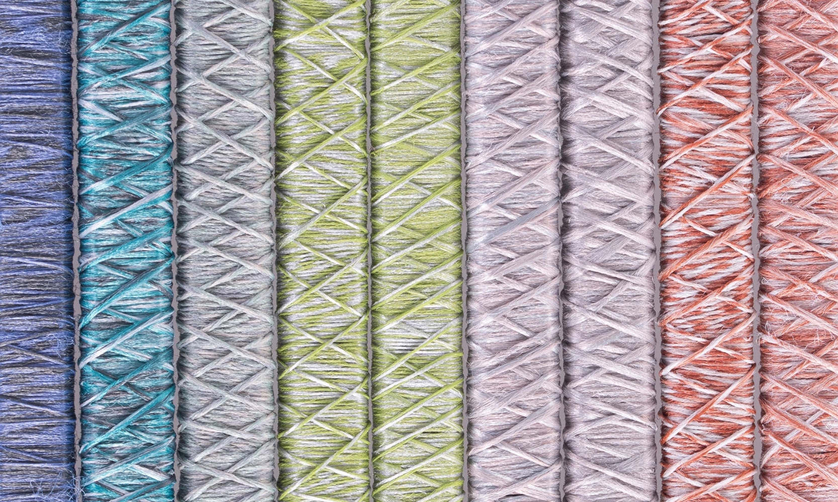 Top view image of multi-colored carpet fibers by Universal Fibers, Inc.