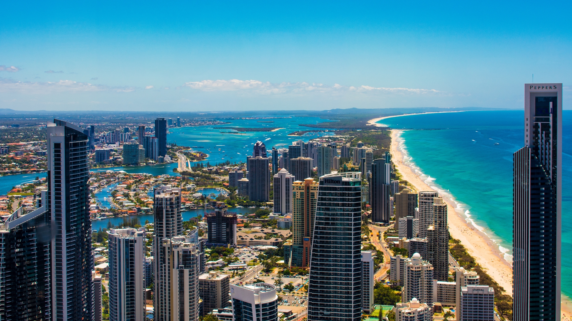 Aerial view photo of Chicago skyscrapers and Lake Michigan during the day