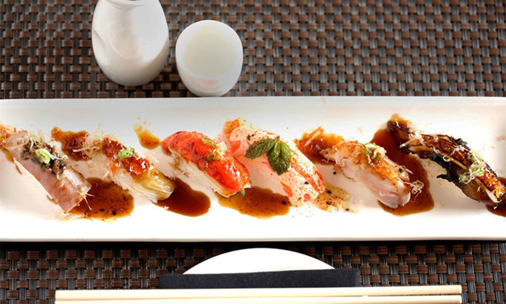 Close-up image of a sushi platter at Koi in Evanston, IL