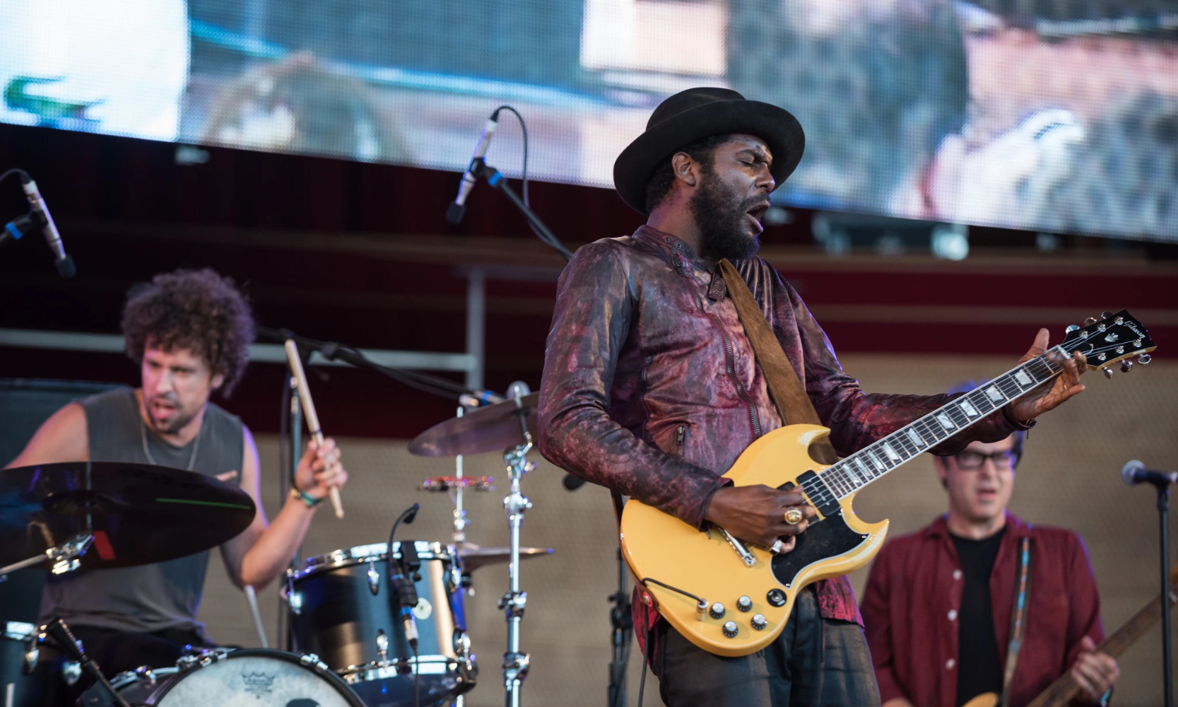 Photo of a blues band performing on stage at the Chicago Blues Festival in 2017